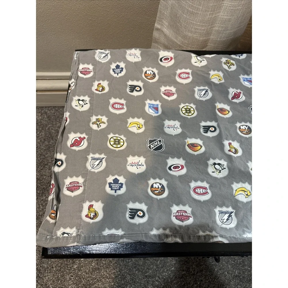 NHL Pottery Barn Teen PB Pillowcase Sheet GRAY used Standard 2007